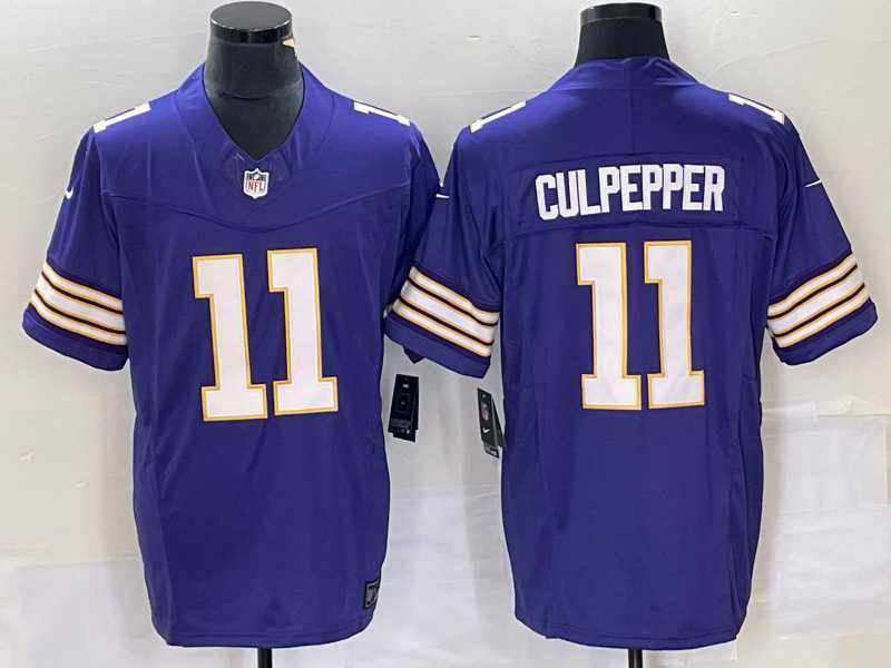 Men%27s Minnesota Vikings #11 Daunte Culpepper Purple 2023 FUSE Vapor Limited Throwback Stitched Jersey